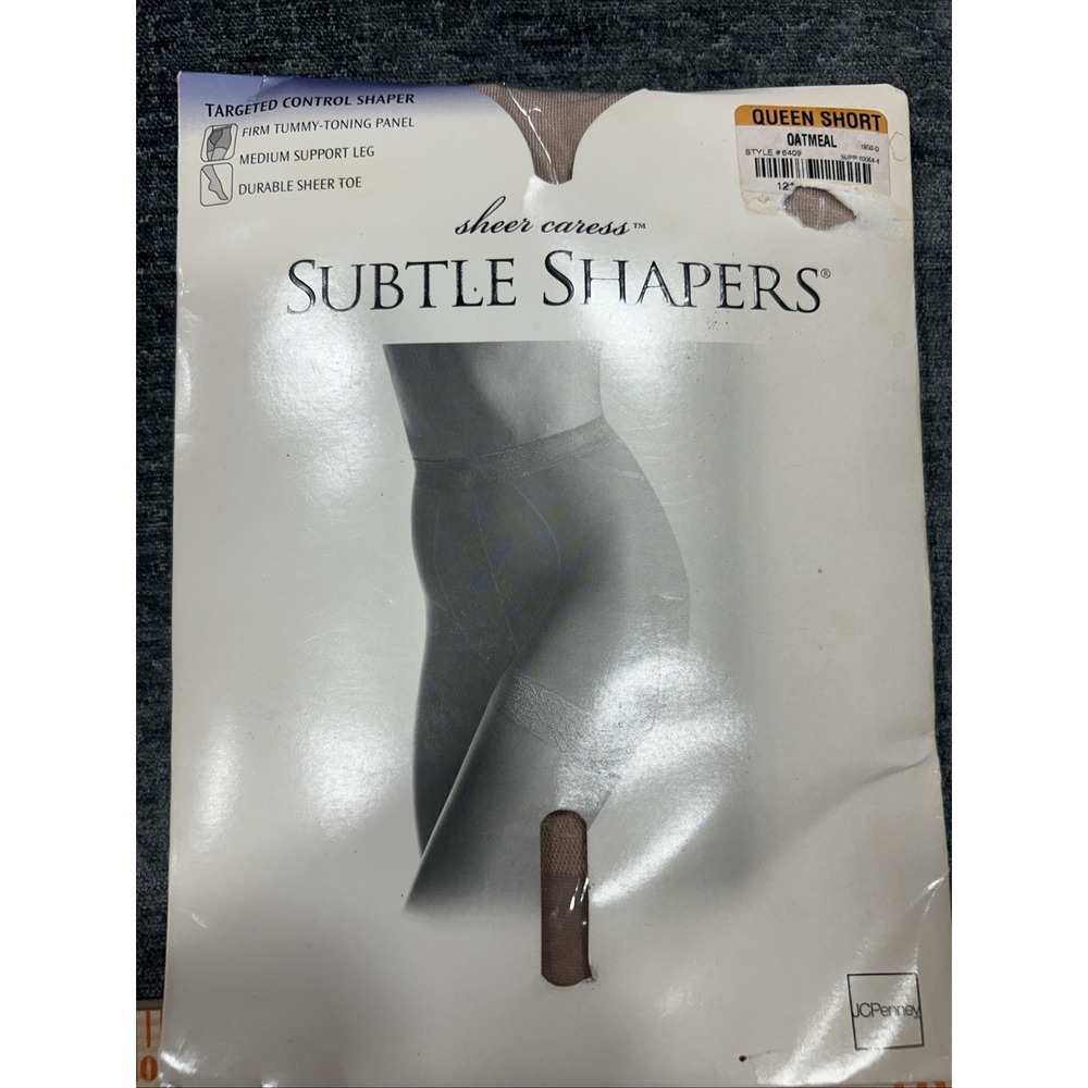 Vintage JCPenney Subtle Shapers Control Top Pantyhose Queen Short Oatmeal Firm